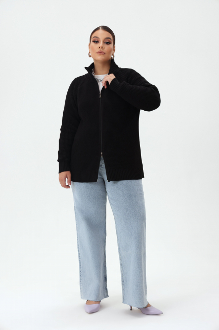 Кардиган на молнии из вязаного хлопкового трикотажа