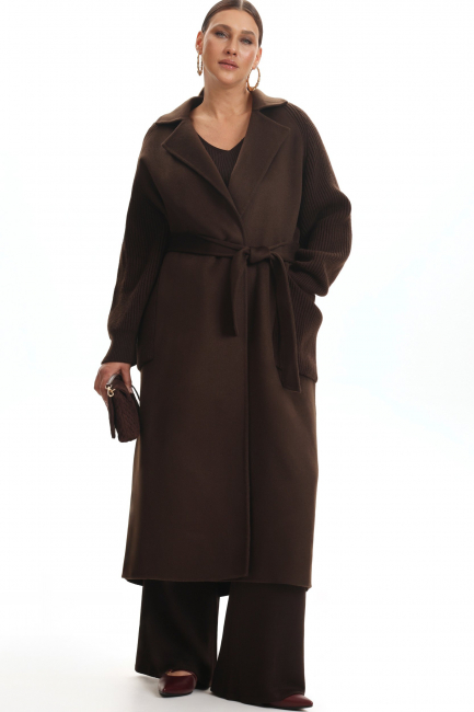 Комбинированное пальто из шерсти и кашемира