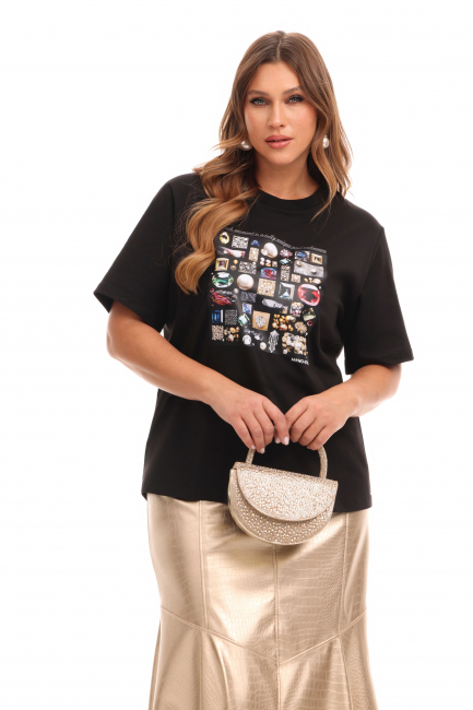 Юбка годе из тисненой экокожи