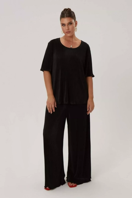 Брюки палаццо с гофрировкой