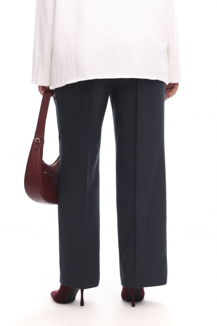 Темно-синие брюки в рубчик на молнии