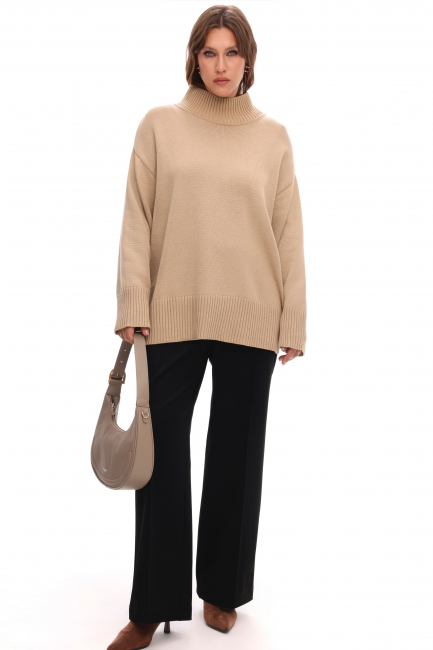 Черные брюки из смесовой шерсти на молнии