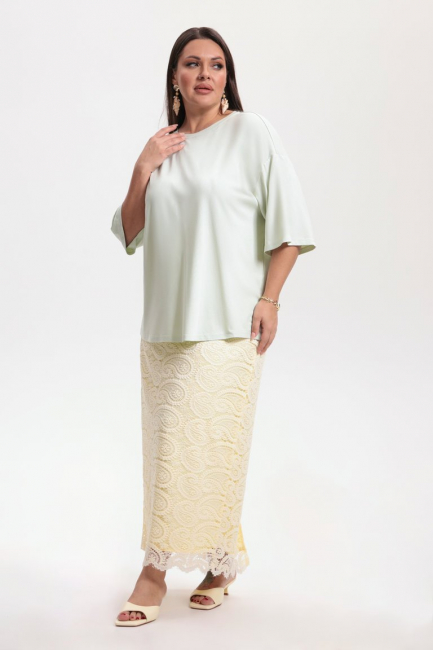 Юбка карандаш из желтого кружева на подкладке – фото – Plus Size 50–64 – Моно-Стиль