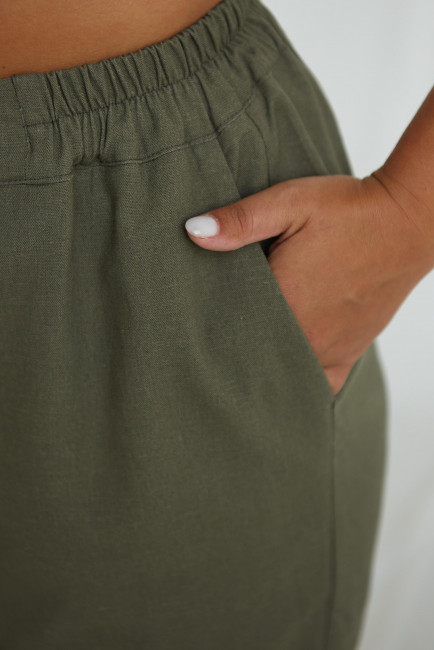 Льняные брюки в оттенке хаки заказать из интернет-магазина