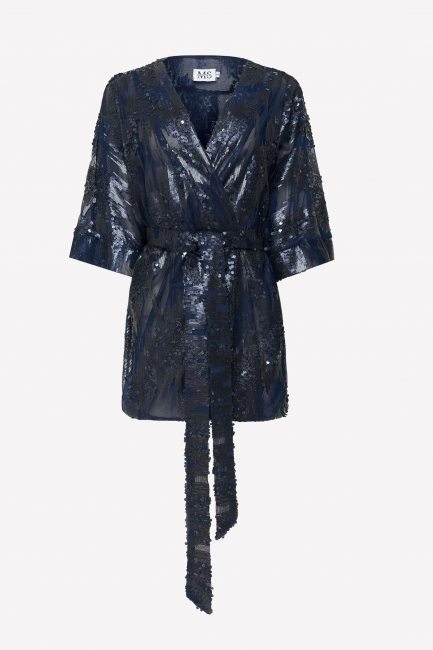 Блуза кимоно с пайетками на подкладке сетка