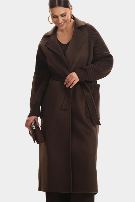 Комбинированное пальто из шерсти и кашемира – фото – Plus Size 50–64 – Моно-Стиль