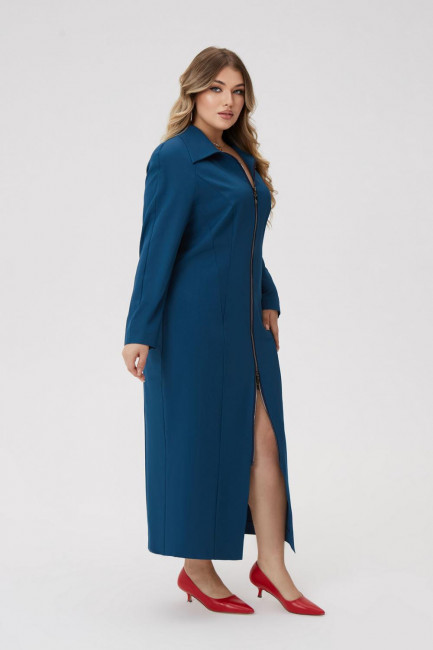 Макси платье футляр на молнии в синем оттенке