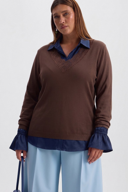 Вязаный пуловер с кружевом – фото – Plus Size 50–64 – Моно-Стиль