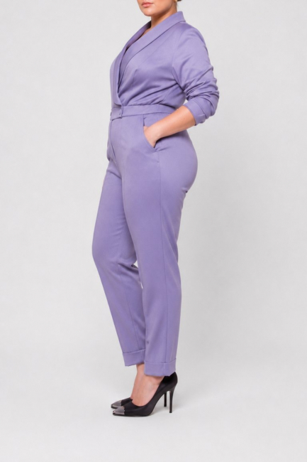 Комбинезон из смесовой вискозы с шалевым воротником – фото – Plus Size 50–64 – Моно-Стиль