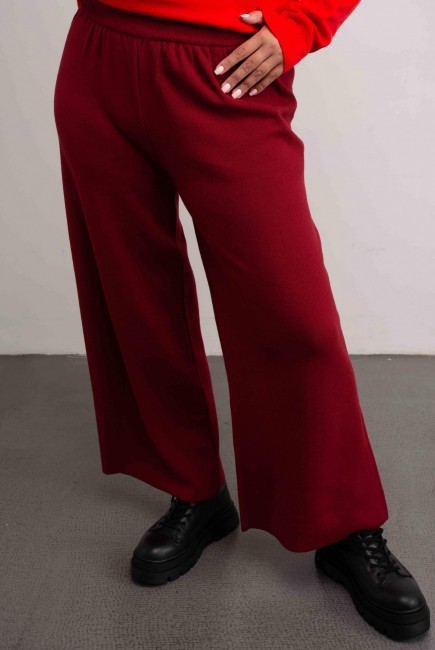Палаццо из вязаного трикотажа в оттенке бордо купить женские брюки большого размера