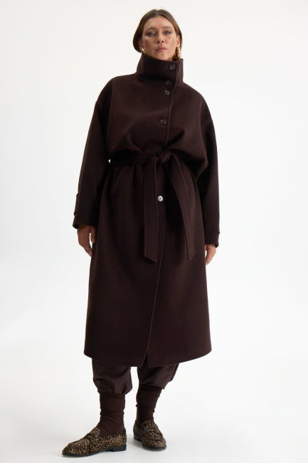 Пальто с воротником стойка и добавлением кашемира – фото – Plus Size 50–64 – Моно-Стиль