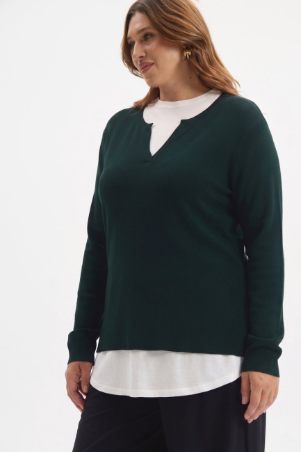 Джемпер комбинированный двуслойный – фото – Plus Size 50–64 – Моно-Стиль
