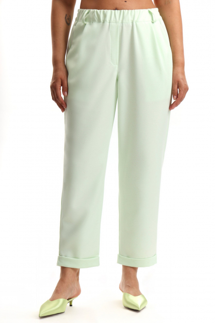 Брюки с подворотом из хлопка с добавлением льна