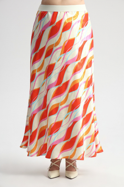 Юбка комбинация из поливискозы с принтом