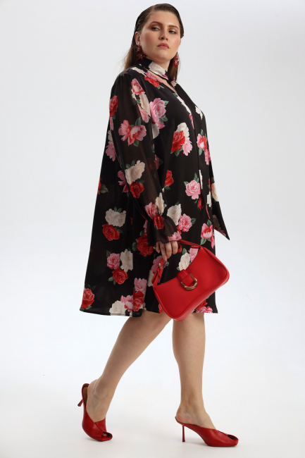 Платье трапеция с шифоновым рукавом на рост 162