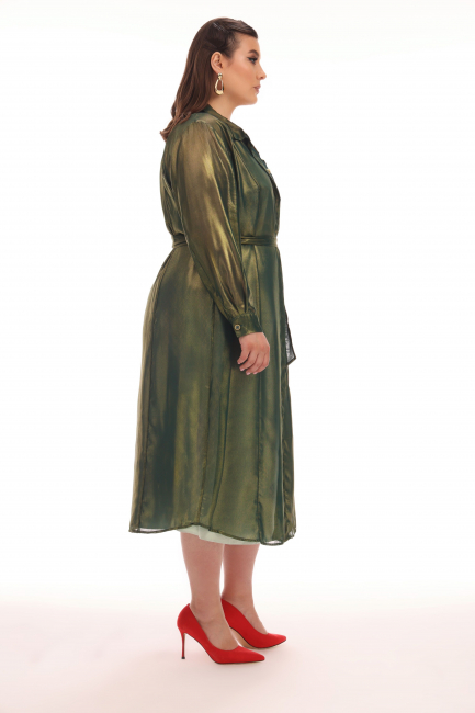 Платье рубашка из шифона с металлизированным блеском