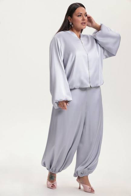 Брюки баллоны из серой поливискозы – фото – Plus Size 50–64 – Моно-Стиль