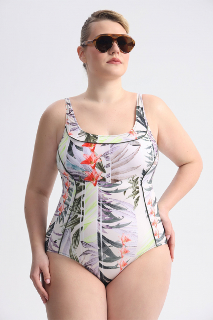 Купальник майо на корсетной основе с принтом