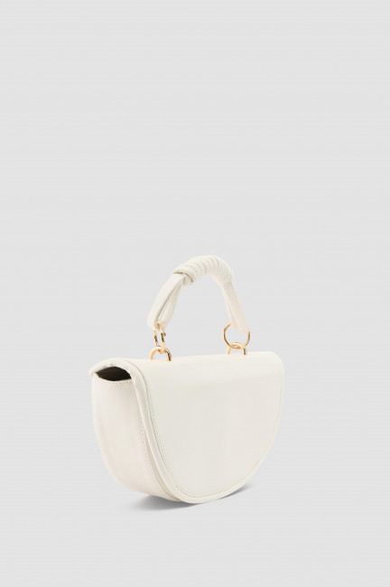 Белая сумка сэдл из экокожи округлой формы