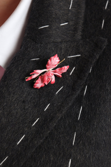 Брошь Цикламен розовый