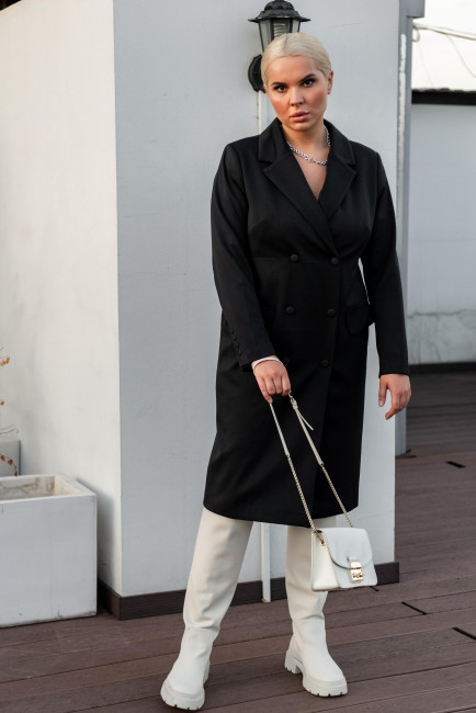 Двубортное платье-пиджак на подкладке черного цвета
