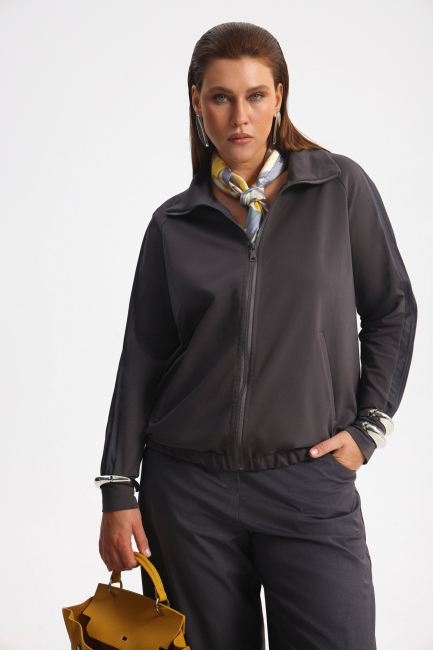 Зип-худи из трикотажа с лампасами на рукаве