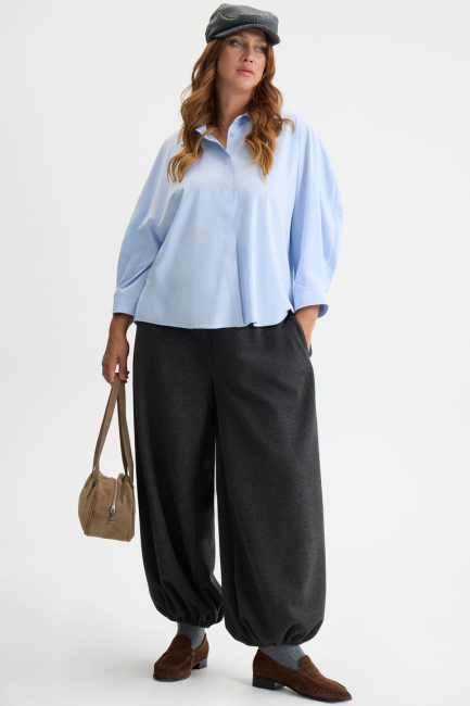Брюки баллоны из трикотажа с ворсом – фото – Plus Size 50–64 – Моно-Стиль