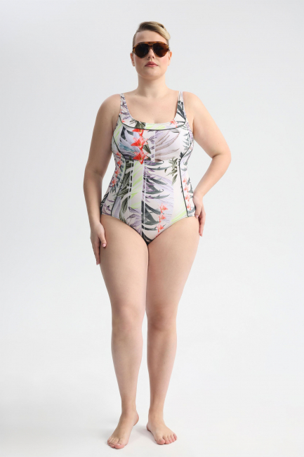 Купальник майо на корсетной основе с принтом