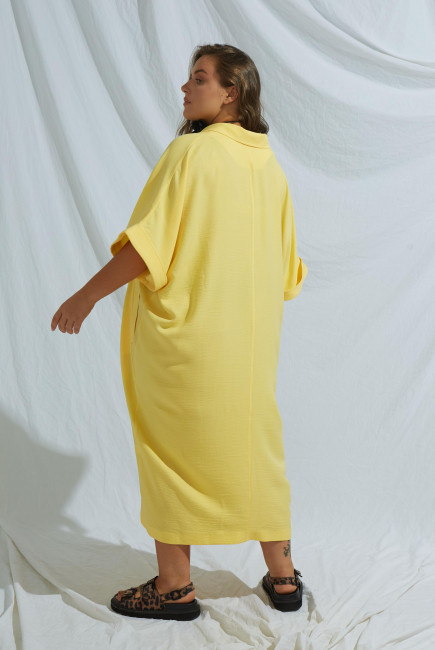 желтое платье кардиган изо льна платье свободного фасона