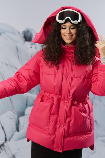 Куртка с натуральным утеплителем цвета барбикор из водоотталкивающей ткани купить заказать 