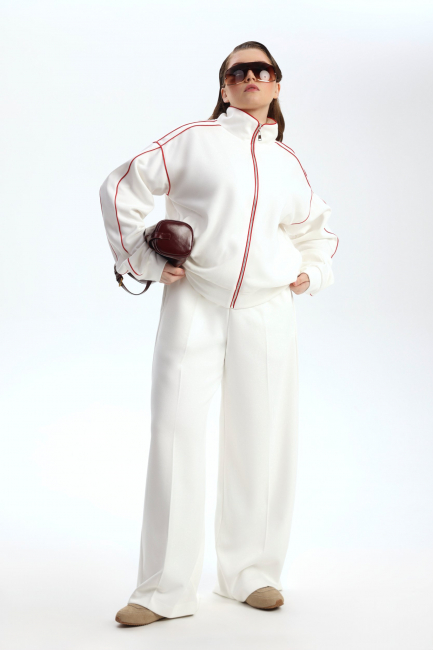 Свитшот на молнии с воротником стойка и палаццо