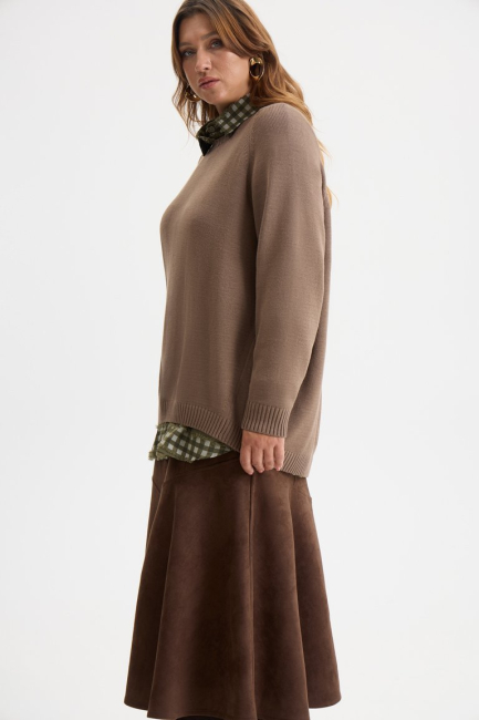 Джемпер с круглым вырезом из вискозы – фото – Plus Size 50–64 – Моно-Стиль