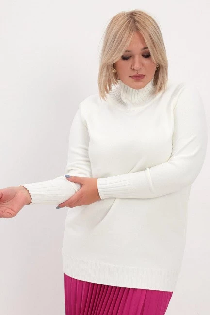 Молочный свитер из шерсти с добавлением кашемира на женщин плюс сайз