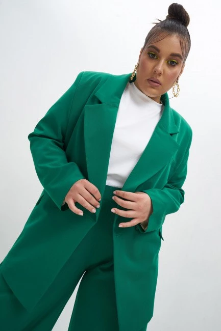 Двубортный пиджак зеленого цвета