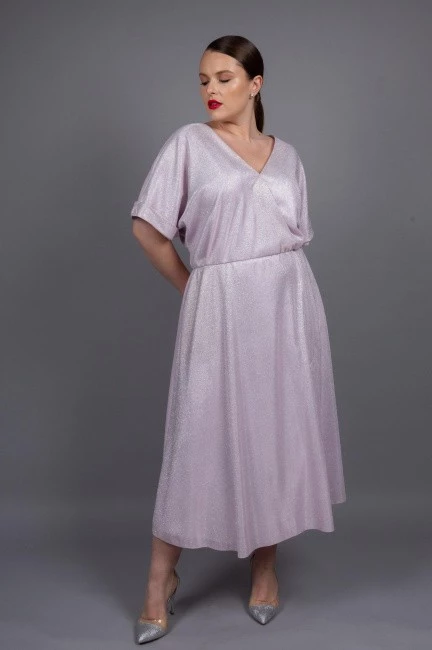 Платье из струящейся ткани с люрексом в розовом оттенке