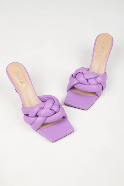 Фиолетовые босоножки с квадратным мысом и плетеным ремешком купить онлайн 