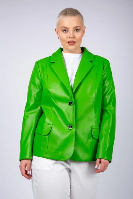 Пиджак зеленого цвета из эко-кожи