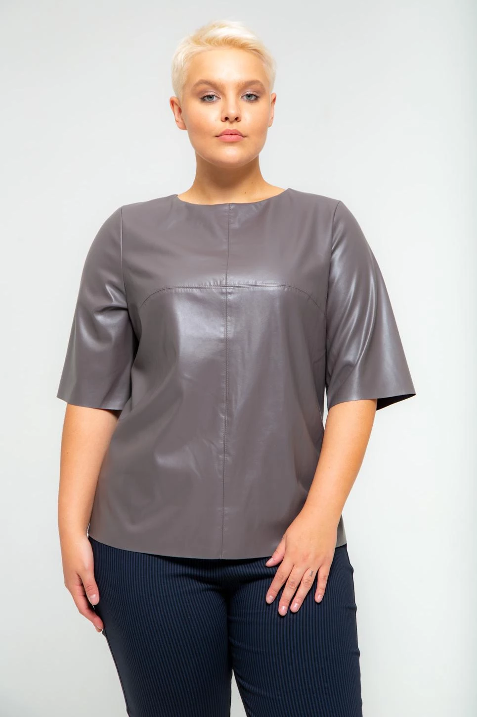 Блузка Апероль серый большого размера купить  в интернет-магазине одежды больших размеров для женщин 