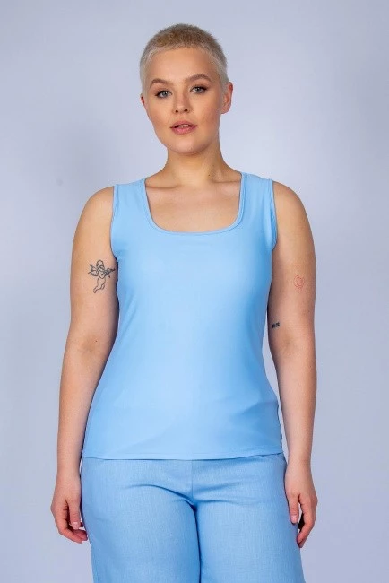 Голубой топ в спортивном стиле  купить в магазине модной одежды больших размеров
