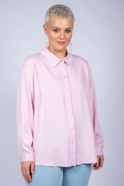 Светло-Розовая базовая рубашка из хлопка