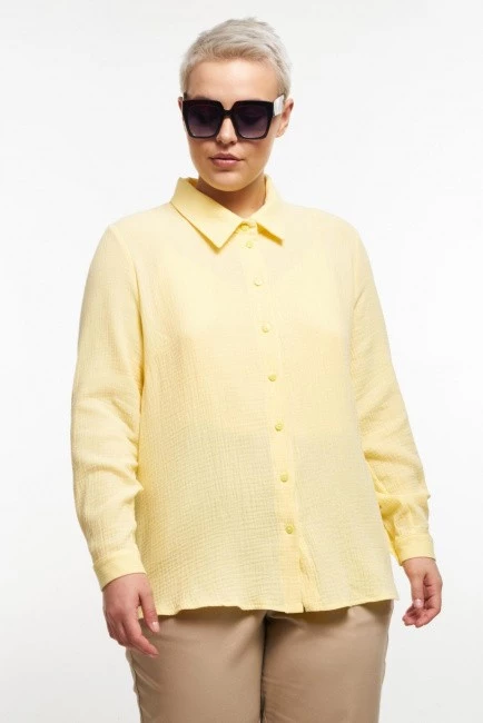 Желтая рубашка с эффектом жатки